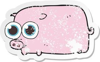 retro distressed sticker of a cartoon piglet with big pretty eyes vector