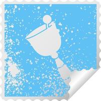 distressed square peeling sticker symbol ringing bell vector