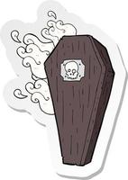 sticker of a spooky cartoon coffin vector