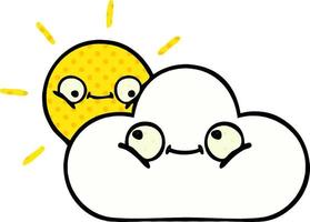 comic book style cartoon sunshine and cloud vector