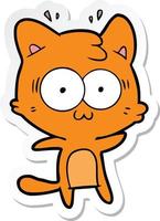 sticker of a cartoon surprised cat vector