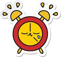 sticker of a cute cartoon alarm clock vector
