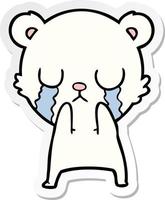 sticker of a crying polar bear cartoon vector