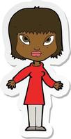 sticker of a cartoon woman with open arms vector