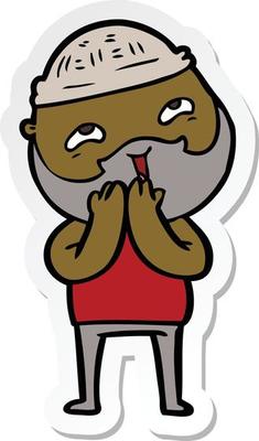 sticker of a cartoon happy bearded man