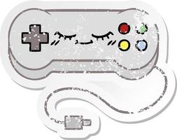 distressed sticker of a cute cartoon game controller vector