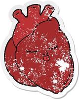 distressed sticker of a cartoon heart vector