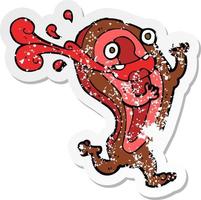 retro distressed sticker of a rare steak cartoon character vector