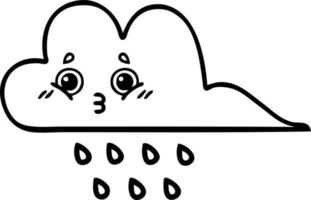 line drawing cartoon rain cloud vector