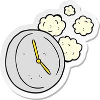 sticker of a cartoon ticking clock vector