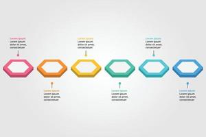 hexagon timeline template for infographic for presentation for 6 element vector