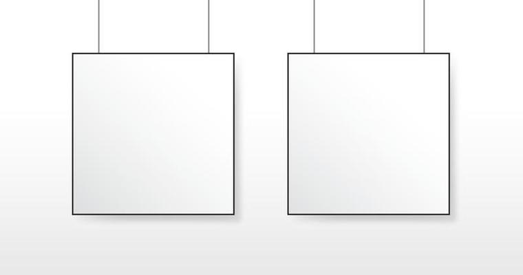 White Square Canvas Hanging Showcase Mockup Brand Identity Promotion Template