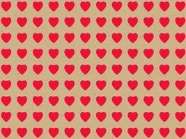 patrón de corazones rojos sin costuras en papel kraft, ilustración foto