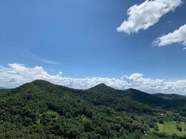 set of beautiful landscape mountain on blue sky background photo