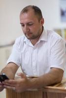 designer in his furniture manufacturing workshop photo