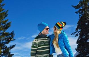 Young Couple In Winter  Snow Scene photo