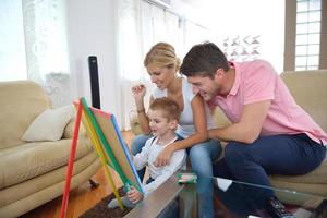 family drawing on school board at home photo