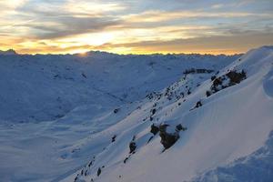 mountain snow sunset photo