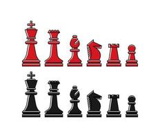 Chess vector icon set red and black chess