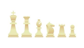 Chess white vector set realistic icon