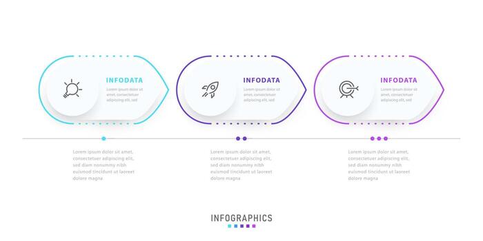 plantilla de diseño de etiquetas infográficas vectoriales con iconos y 3 opciones o pasos. se puede utilizar para diagramas de proceso, presentaciones, diseño de flujo de trabajo, banner, diagrama de flujo, gráfico de información. vector