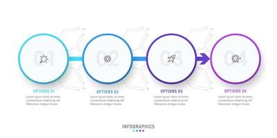 Vector Infographic label design template with icons and 4 options or steps. Can be used for process diagram, presentations, workflow layout, banner, flow chart, info graph.