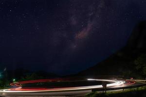 Light trails at night photo