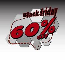 BLACK FRIDAY 60 PERCENT OFF PROMOTION LABEL, SALES FLAG AND OVERFLOW vector