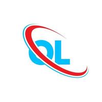 OL logo. OL design. Blue and red OL letter. OL letter logo design. Initial letter OL linked circle uppercase monogram logo. vector