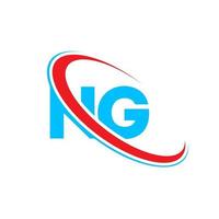 NG logo. NG design. Blue and red NG letter. NG letter logo design. Initial letter NG linked circle uppercase monogram logo. vector