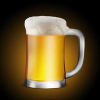 Glasses of Light Beer with bubble froth on top in golden background photo