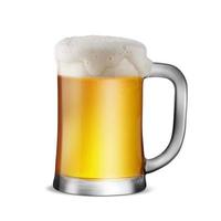Glass of Light Beer with bubble froth on top isolate white background photo