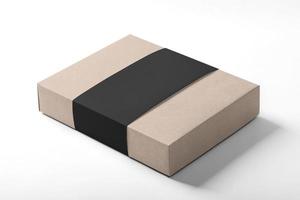 etiqueta de papel con plantilla de maqueta de embalaje de caja de cartón con espacio de copia para su logotipo o diseño gráfico, aislar sobre fondo blanco foto