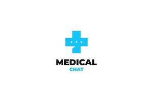 diseño de logotipo de consulta de salud plana o cruz médica aislada en la idea de ilustración de vector de chat de burbuja