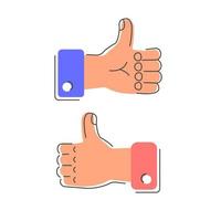 Like icon. Thumb up icon. Vector  like illustration of sign like in outline linear for web, social networks, comments, blogs, news sites, app.