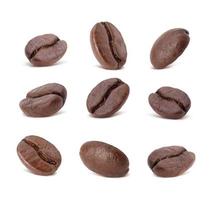 Roasted coffee beans studio shot isolated on white background, Healthy products by organic natural ingredients concept photo