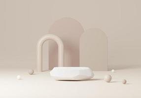 Abstract white rock podium, Product display podium for your design, 3d rendering studio with free form, Cosmetic product minimal scene with platform, Stand to show products background photo