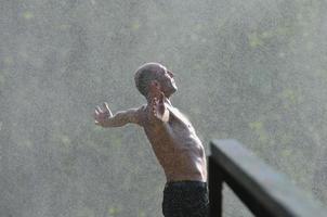 Man in waterfall photo