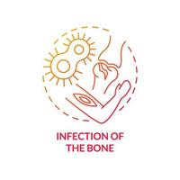 Infection of bone red gradient concept icon. Common joint condition abstract idea thin line illustration. Osteomyelitis symptoms. Isolated outline drawing. Myriad Pro-Bold font used vector