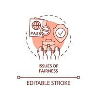 Issues of fairness terracotta concept icon. Legalizing immigrants negative impact abstract idea thin line illustration. Isolated outline drawing. Editable stroke. Arial, Myriad Pro-Bold fonts used vector