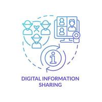 Digital information sharing blue gradient concept icon. Communication online. Farming trends abstract idea thin line illustration. Isolated outline drawing. Myriad Pro-Bold font used vector