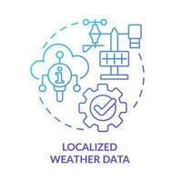 icono de concepto de gradiente azul de datos meteorológicos localizados. datos meteorológicos. tendencias agrícolas actuales idea abstracta ilustración de línea delgada. dibujo de contorno aislado. innumerables fuentes pro-bold utilizadas vector