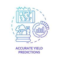 predicciones de rendimiento precisas icono de concepto de gradiente azul. industria de la agricultura tendencias agrícolas actuales idea abstracta ilustración de línea delgada. dibujo de contorno aislado. innumerables fuentes pro-bold utilizadas vector