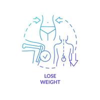 Lose weight blue gradient concept icon. Keeping joints healthy tip abstract idea thin line illustration. Decreasing pain. Aerobic exercises. Isolated outline drawing. Myriad Pro-Bold font used vector