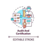 Audit and certification concept icon. Testing service abstract idea thin line illustration. Inspection and verification. Isolated outline drawing. Editable stroke. Arial, Myriad Pro-Bold fonts used vector
