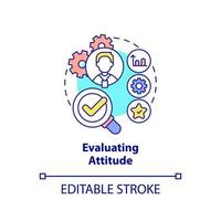 Evaluating attitude concept icon. Checkup employee work. HR skills abstract idea thin line illustration. Isolated outline drawing. Editable stroke. Arial, Myriad Pro-Bold fonts used vector