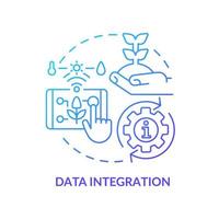 icono de concepto de gradiente azul de integración de datos. Control digital en la agricultura. innovación agrícola idea abstracta ilustración de línea delgada. dibujo de contorno aislado. innumerables fuentes pro-bold utilizadas vector