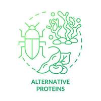 Alternative proteins green gradient concept icon. Food industry development. Agricultural trends abstract idea thin line illustration. Isolated outline drawing. Myriad Pro-Bold font used vector