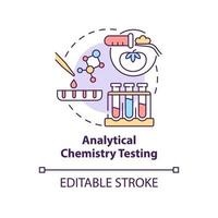 Analytical chemistry testing concept icon. Food test procedure abstract idea thin line illustration. Chemical analysis. Isolated outline drawing. Editable stroke. Arial, Myriad Pro-Bold fonts used vector