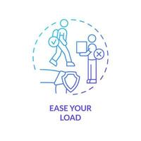 Ease your load blue gradient concept icon. Natural relief from arthritis pain advice abstract idea thin line illustration. Reduce strain. Isolated outline drawing. Myriad Pro-Bold font used vector